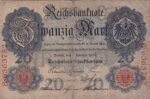 CRBX0993 BILLETE ALEMANIA 20 MARCOS 1908 USADO