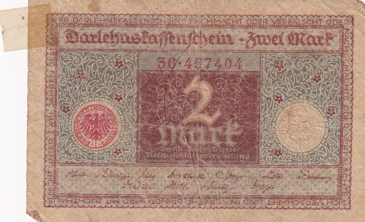 imagen-13-24733.jpg CRBX0994 BILLETE ALEMANIA 2 MARCOS 1920 USADO - Imagen 1