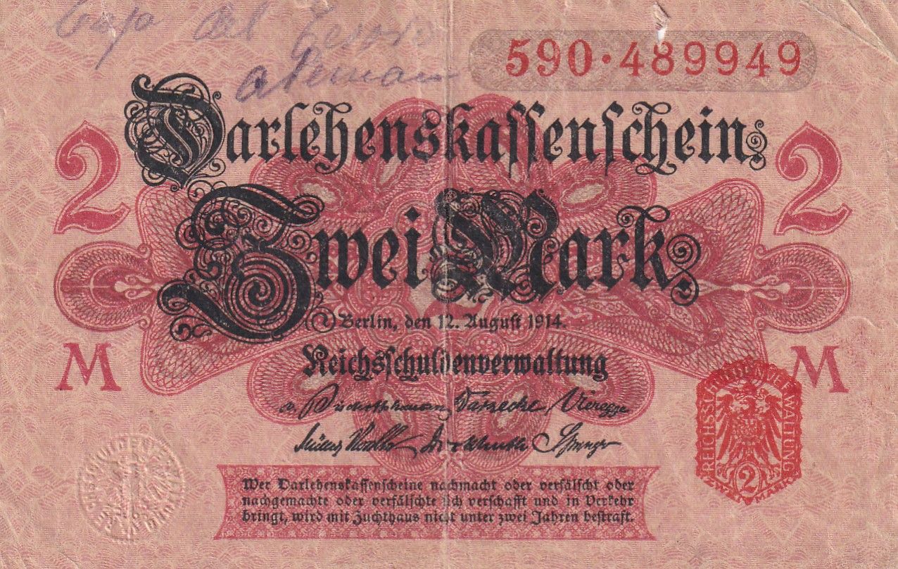 imagen-13-24735.jpg CRBX0996 BILLETE ALEMANIA 2 MARCOS 1914 USADO - Imagen 1