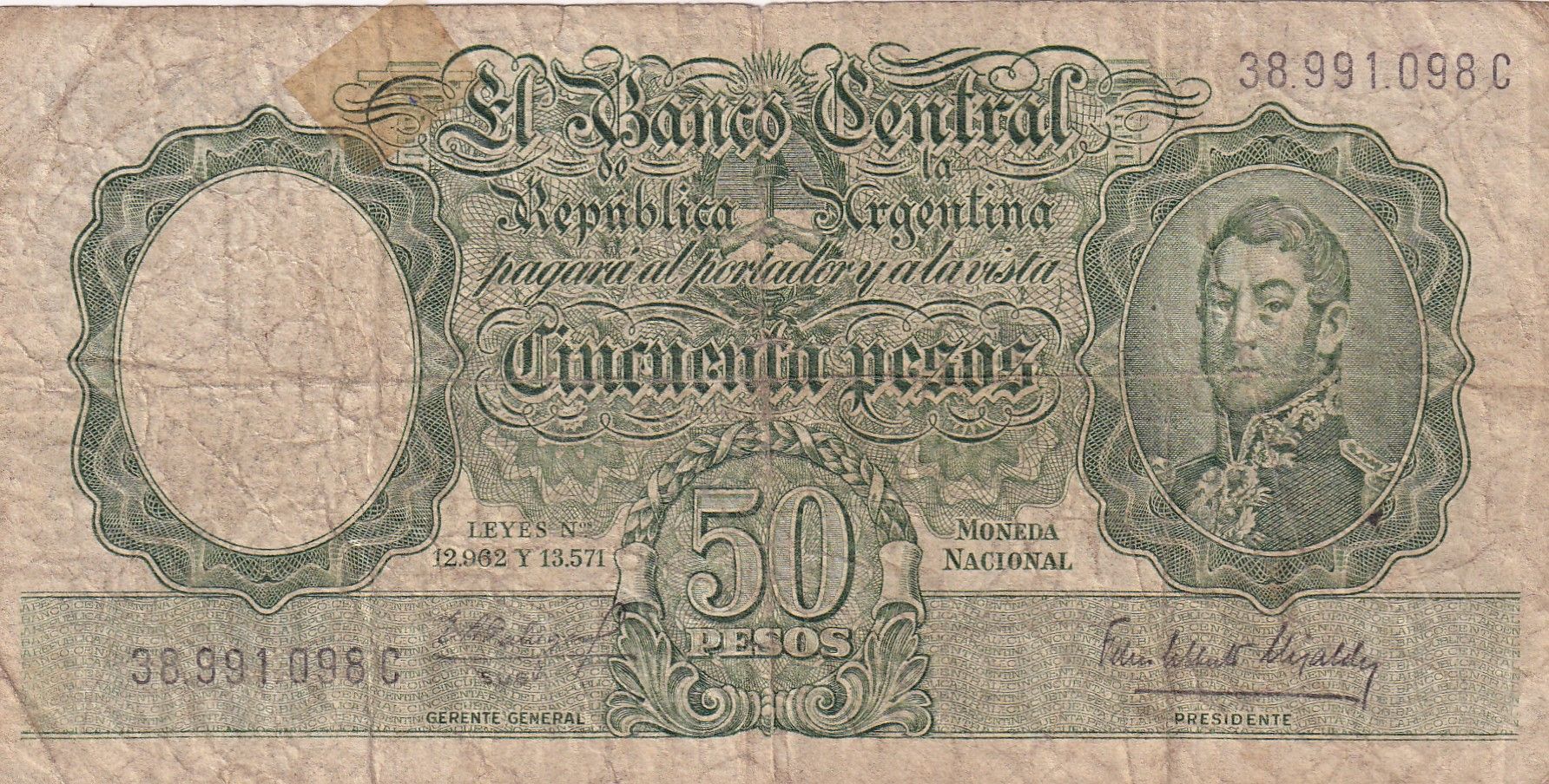 imagen-13-24752.jpg CRBX1013 BILLETE ARGENTINA 50 PESOS USADO - Imagen 1