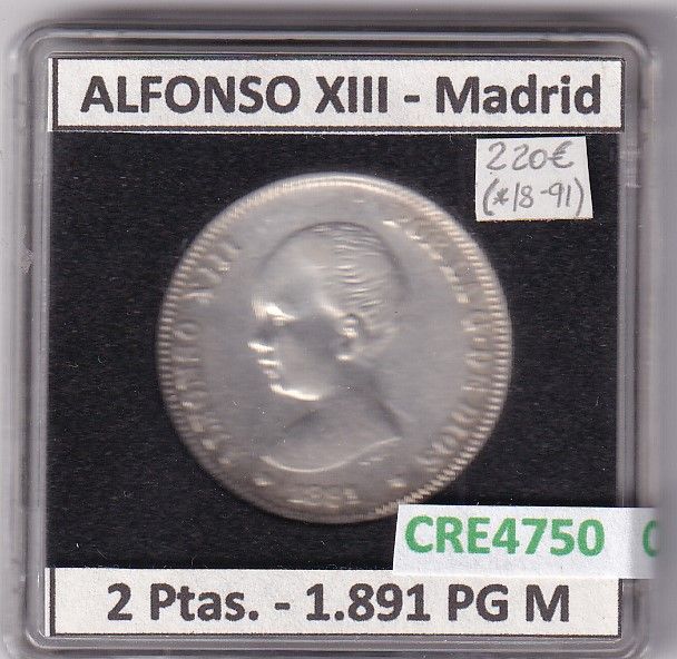 imagen-13-24930.jpg CRE4750 MONEDA ESPAÑA ALFONSO XIII 2 PESETAS 1889 *18*91 PG M MADRID - Imagen 1