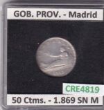 CRE4819 MONEDA ESPAÑA GOBIERNO PROVISIONAL 50 CENTIMOS 1869 SN M MADRID