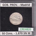 CRE4820 MONEDA ESPAÑA GOBIERNO PROVISIONAL 50 CENTIMOS 1870 SN M MADRID