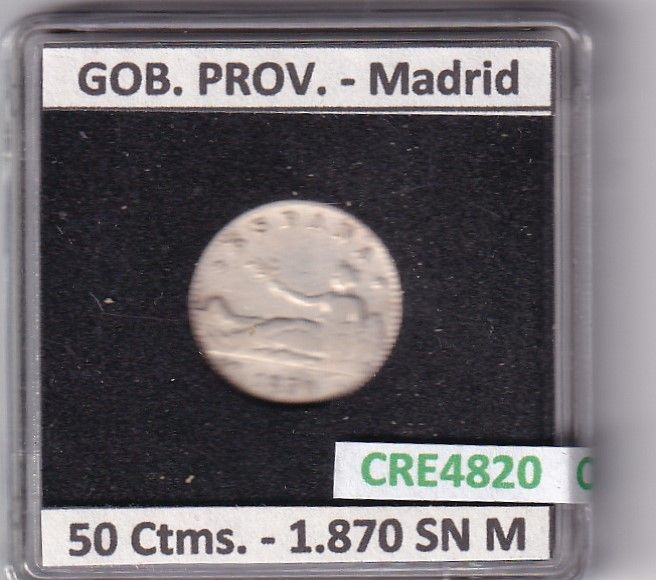 imagen-13-25000.jpg CRE4820 MONEDA ESPAÑA GOBIERNO PROVISIONAL 50 CENTIMOS 1870 SN M MADRID - Imagen 1