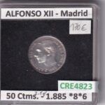 CRE4823 MONEDA ESPAÑA ALFONSO XII 50 CENTIMOS 1885 *8*6 MADRID