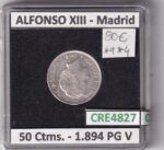 CRE4827 MONEDA ESPAÑA ALFONSO XIII 50 CTIMS 1894 *9*4 PG V MADRID