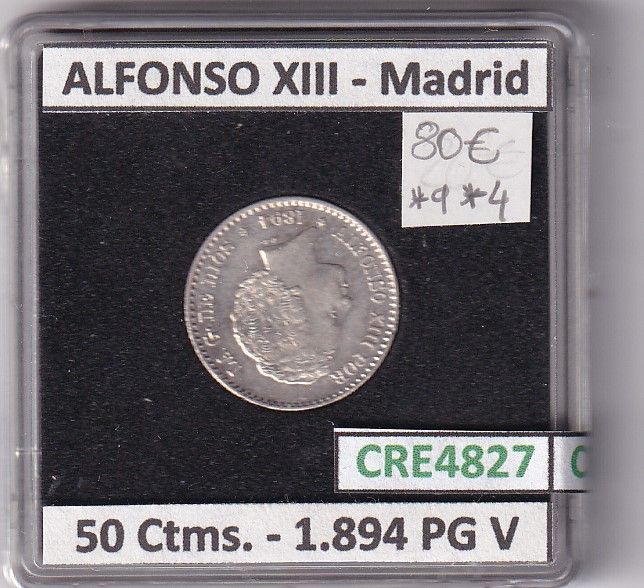 imagen-13-25007.jpg CRE4827 MONEDA ESPAÑA ALFONSO XIII 50 CTIMS 1894 *9*4 PG V MADRID - Imagen 1