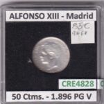 CRE4828 MONEDA ESPAÑA ALFONSO XIII 50 CTIMS 1896 *9*6 PG V MADRID