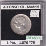 CRE4839 MONEDA ESPAÑA ALFONSO XII 1 PESETA 1876 *18*76 MADRID