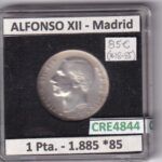 CRE4844 MONEDA ESPAÑA ALFONSO XII 1 PESETA 1885 *18*85 MADRID