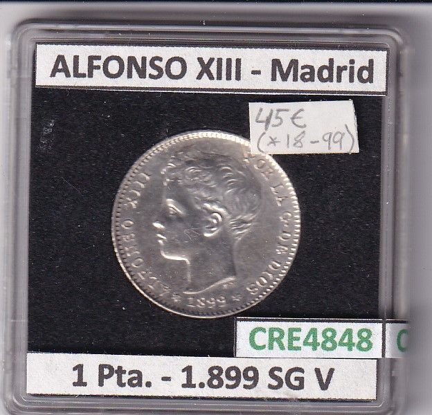 imagen-13-25028.jpg CRE4848 MONEDA ESPAÑA ALFONSO XIII 1 PESETA 1899 *18*99 SG V MADRID - Imagen 1