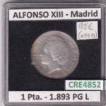 CRE4852 MONEDA ESPAÑA ALFONSO XIII 1 PESETA 1893 *89*93 PG L MADRID