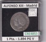 CRE4853 MONEDA ESPAÑA ALFONSO XIII 1 PESETA 1894 *--*-- PG V MADRID
