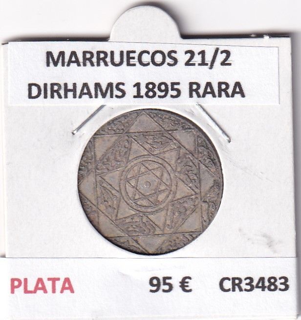 imagen-13-25055.jpg CR3483 MONEDA MARRUECOS 21/2 DIRHAMS 1895 RARA PLATA - Imagen 1