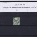 CRCOL580 Sello ANTILLAS nº 8. Rara variedad de corte diagonal en el pliego.