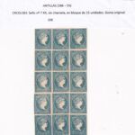 CRCOL583 Sello ANTILLAS nº 7 XX sin charnela, bloque de 15 unid. Goma original.