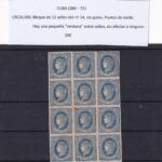 CRCOL596 SELLOS CUBA Bloque de 12 sellos del nº 14, sin goma. Puntos de óxido.
