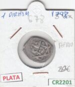 CR2201 MONEDA MARRUECOS 1 DIRHAM 1798 PLATA