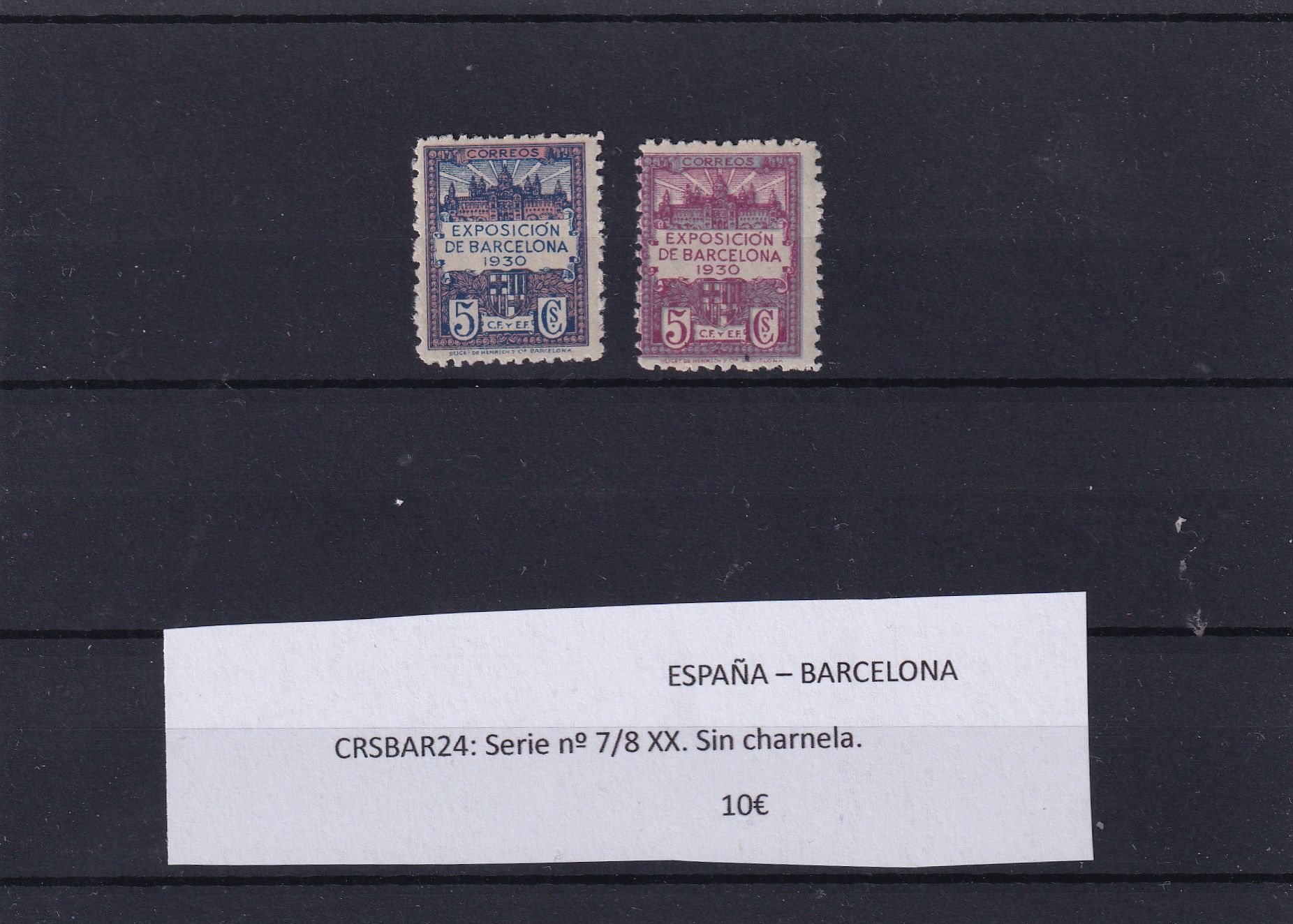 imagen-13-25272.jpg CRSBAR24 SELLOS ESPAÑA – BARCELONA Serie nº 7/8 XX. Sin charnela. - Imagen 1