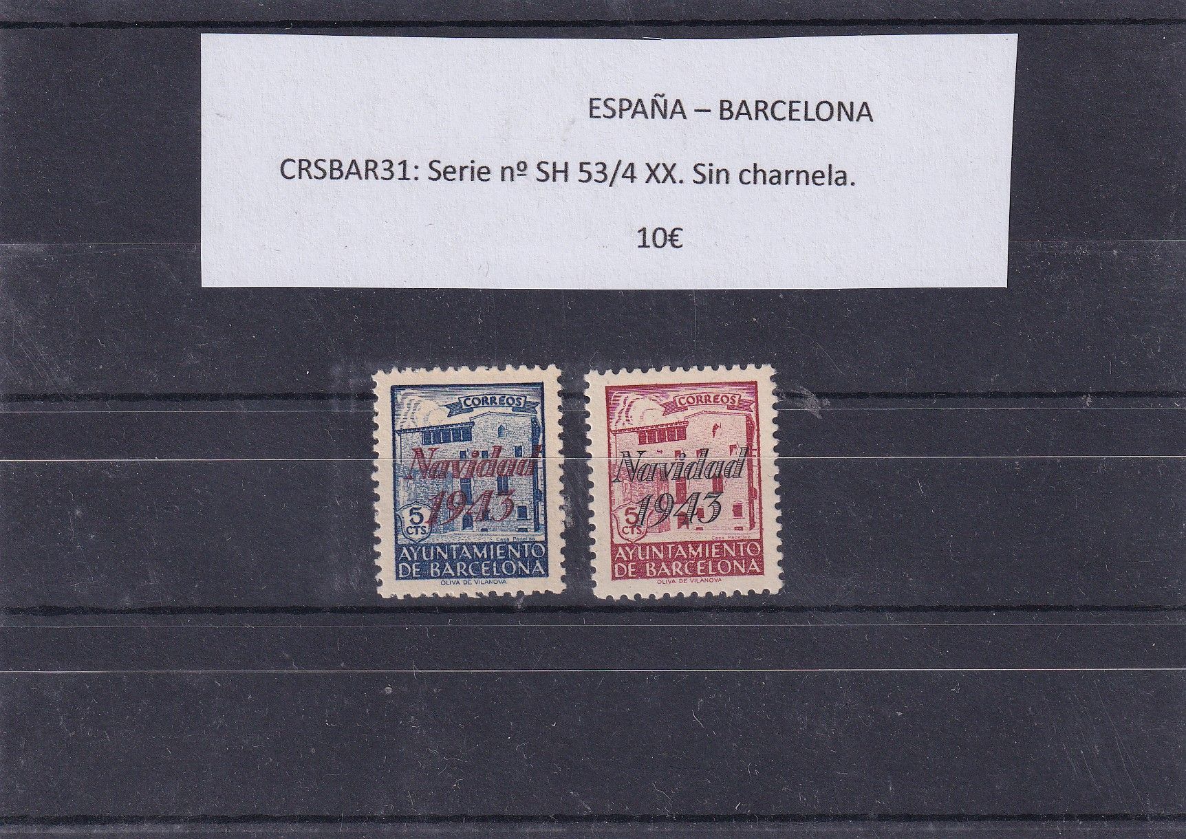imagen-13-25279.jpg CRSBAR31 SELLOS ESPAÑA BARCELONA Serie nº SH 53/4 XX. Sin charnela. - Imagen 1