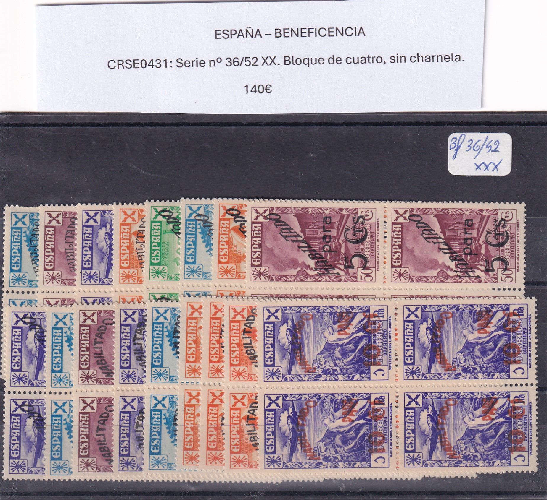 imagen-13-25284.jpg CRSE0431 SELLOS ESPAÑA – BENEFICENCIA Serie nº 36/52 XX. VER FOTO - Imagen 1