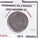 CRE4911 MONEDA ESPAÑA FERNANDO VII 2 REALES 1820 MADRID GJ