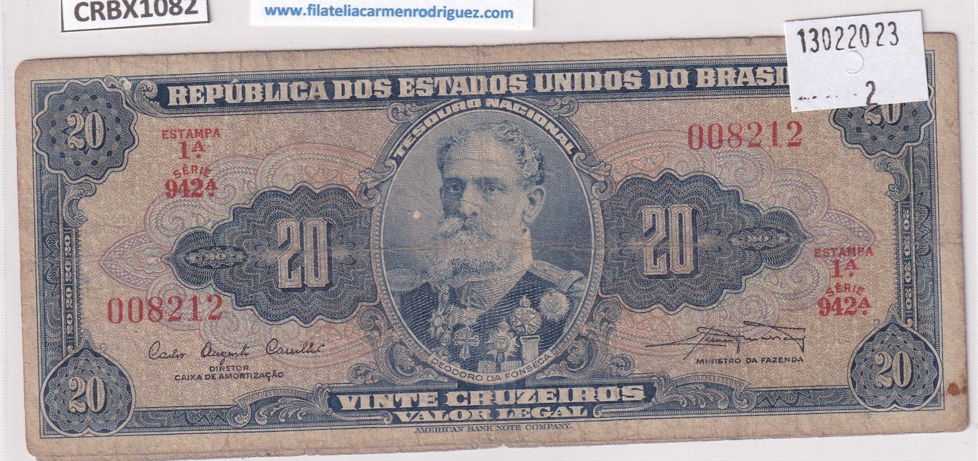 imagen-13-25381.jpg CRBX1082 BILLETE BRASIL 20 CRUZEIROS USADO - Imagen 1
