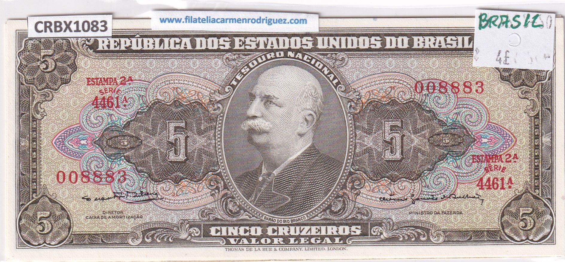 imagen-13-25382.jpg CRBX1083 BILLETE BRASIL 5 CRUZEIROS SIN CIRCULAR - Imagen 1