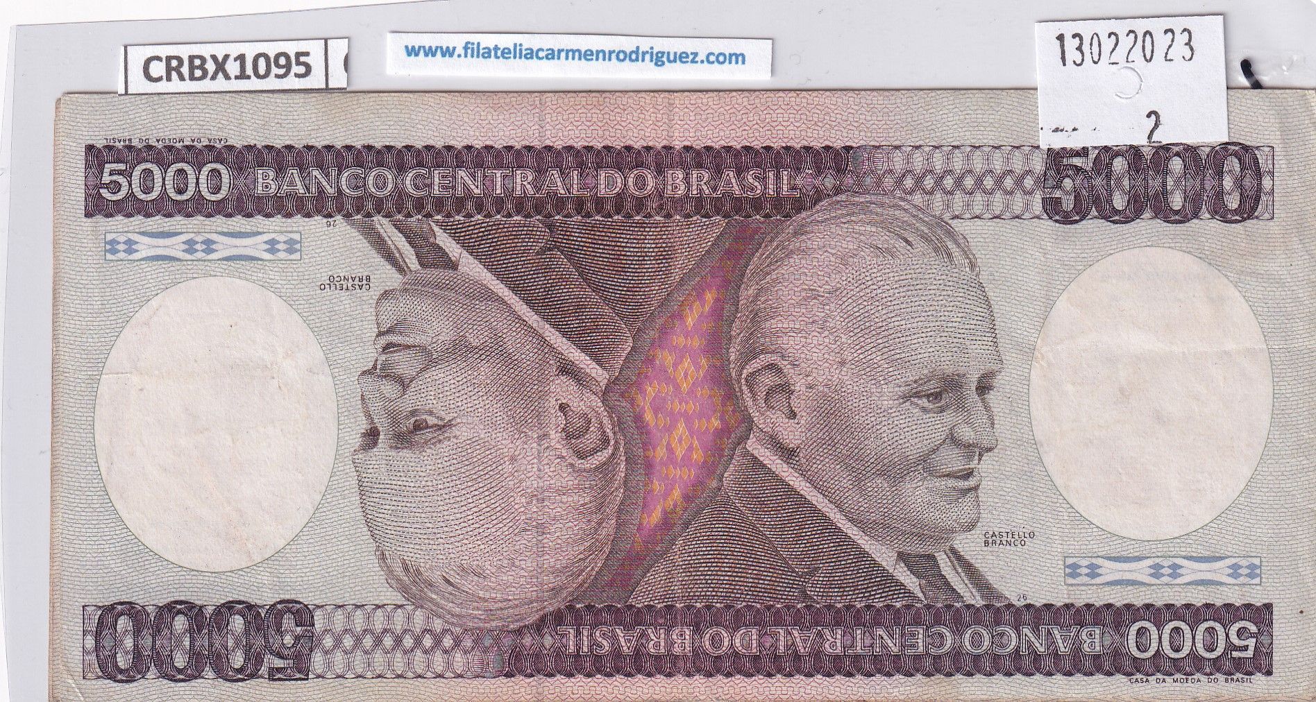 imagen-13-25394.jpg CRBX1095 BILLETE BRASIL 5000 CRUZEIROS MBC - Imagen 1