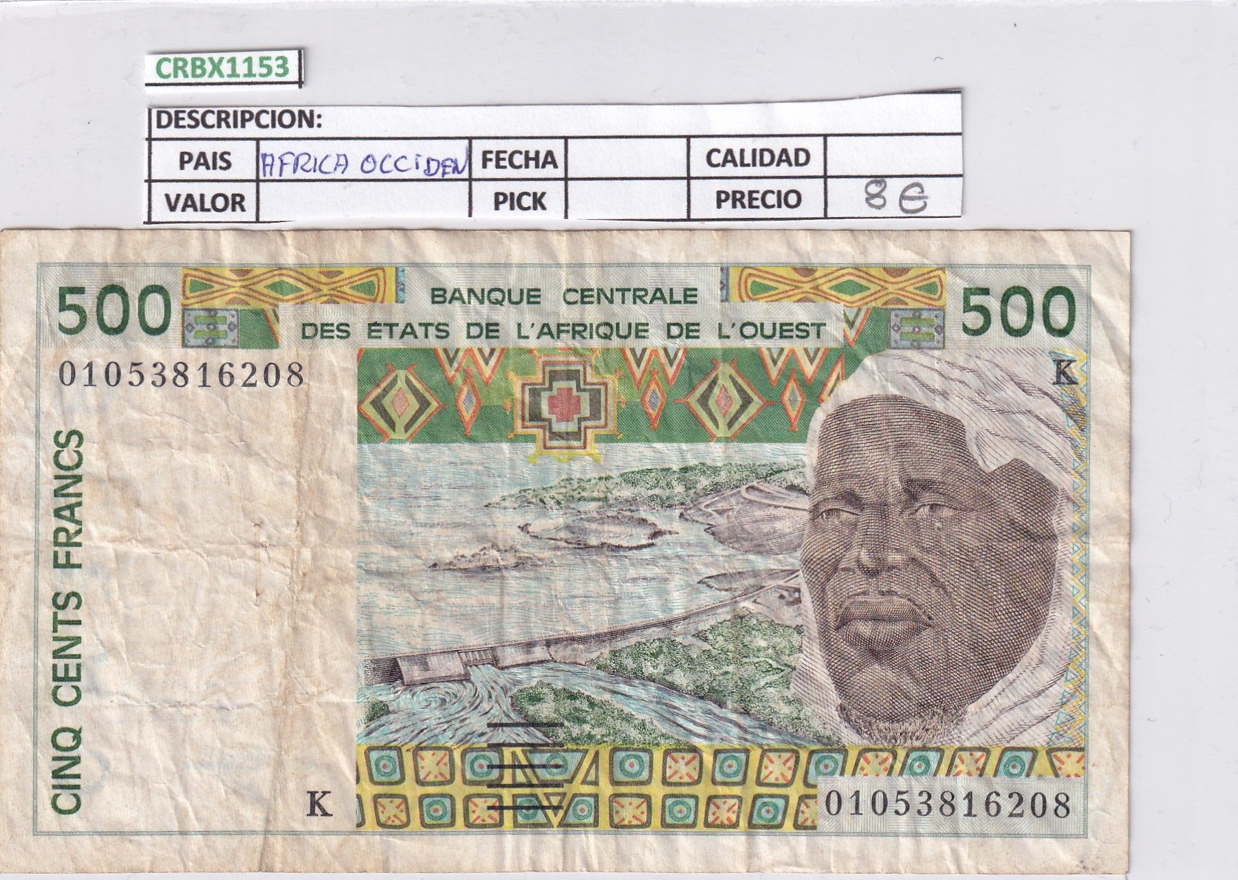 imagen-13-25544.jpg CRBX1153 BILLETE AFRICA OCCIDENTAL 500 FRANCOS USADO - Imagen 1