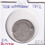 CRE4967 MONEDA ESPAÑA JOSE I 4 REALES 1812 AGUJEROS PLATA