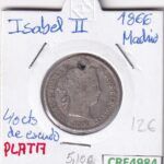 CRE4984 MONEDA ESPAÑA ISABEL II 40 CENT ESCUDOS 1866 MADRID AGUJERO