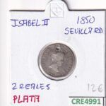 CRE4991 MONEDA ESPAÑA ISABEL II 2 REALES 1850 SEVILLA PLATA