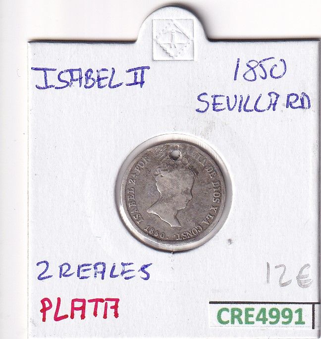 imagen-13-25656.jpg CRE4991 MONEDA ESPAÑA ISABEL II 2 REALES 1850 SEVILLA PLATA - Imagen 1