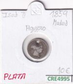CRE4995 MONEDA ESPAÑA ISABEL II 1 REAL 1859 MADRID AGUJERO PLATA