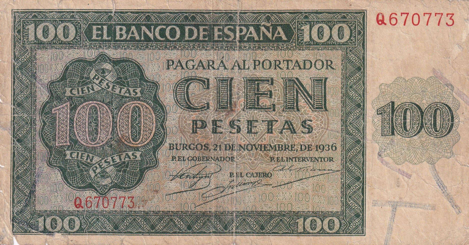 imagen-13-25697.jpg CRBS2286 BILLETE ESPAÑA 100 PESETAS 1936 SERIE Q BC - Imagen 1