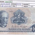 CRBX1221 BILLETE NORUEGA 10 CORONAS 1977 MBC