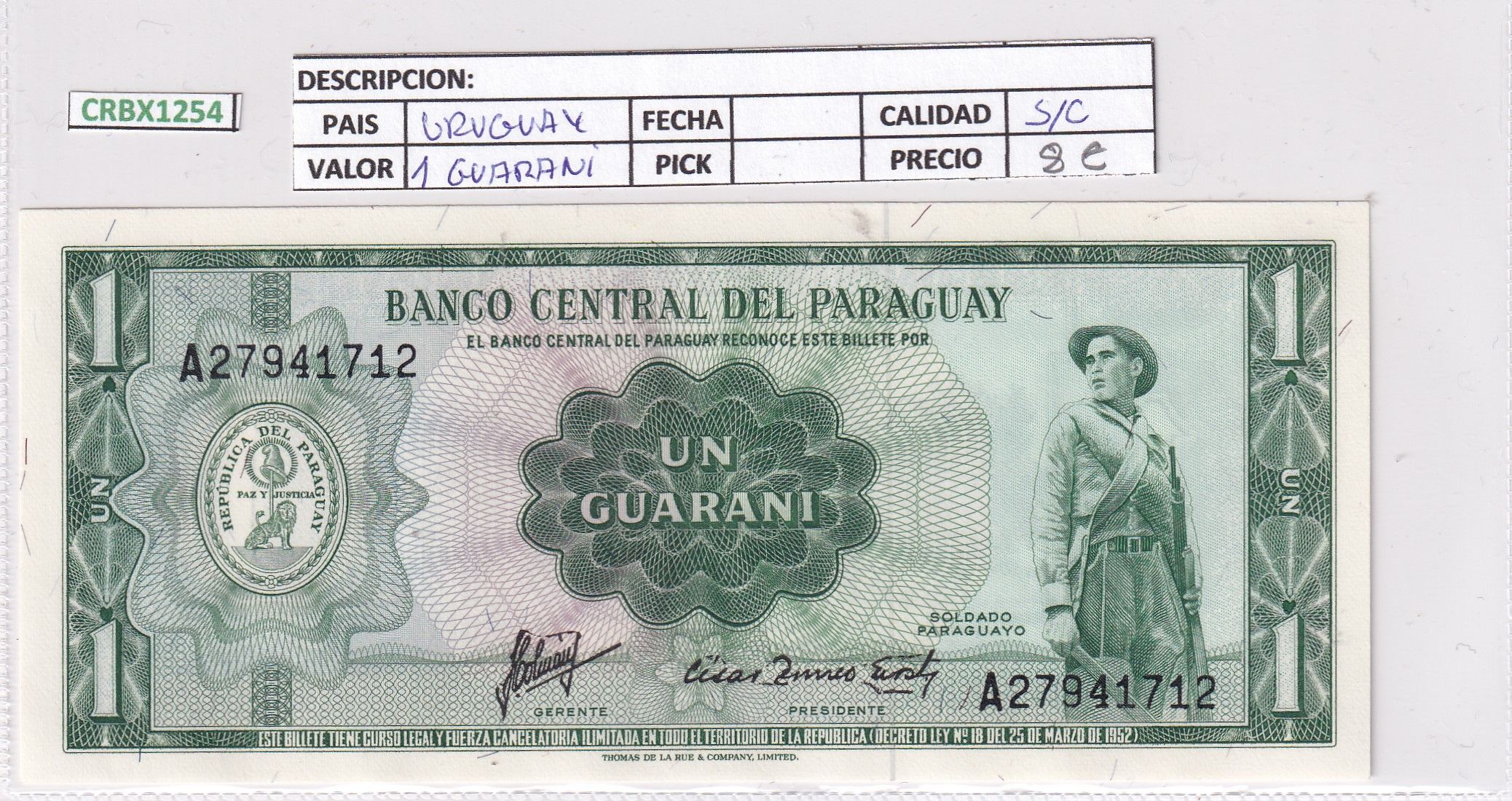 imagen-13-25752.jpg CRBX1254 BILLETE PARAGUAY 1 GUARANI SIN CIRCULAR - Imagen 1