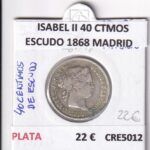CRE5012 MONEDA ESPAÑA ISABEL II 40 CENTIMOS ESCUDO 1868 MADRID