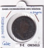 CRE5013 MONEDA ESPAÑA ISABEL II 8 MARAVEDIS 1841 SEGOVIA COBRE