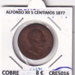 CRE5016 MONEDA ESPAÑA ALFONSO XII 5 CENTIMOS 1877 COBRE