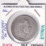 CRE5023 MONEDA ESPAÑA ALFONSO XII 50 CENTAVOS PESO 1882 MANILA PLATA