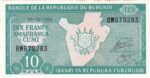 CRBX1308 BILLETE BURUNDI 10 FRANCOS 2005 SIN CIRCULAR