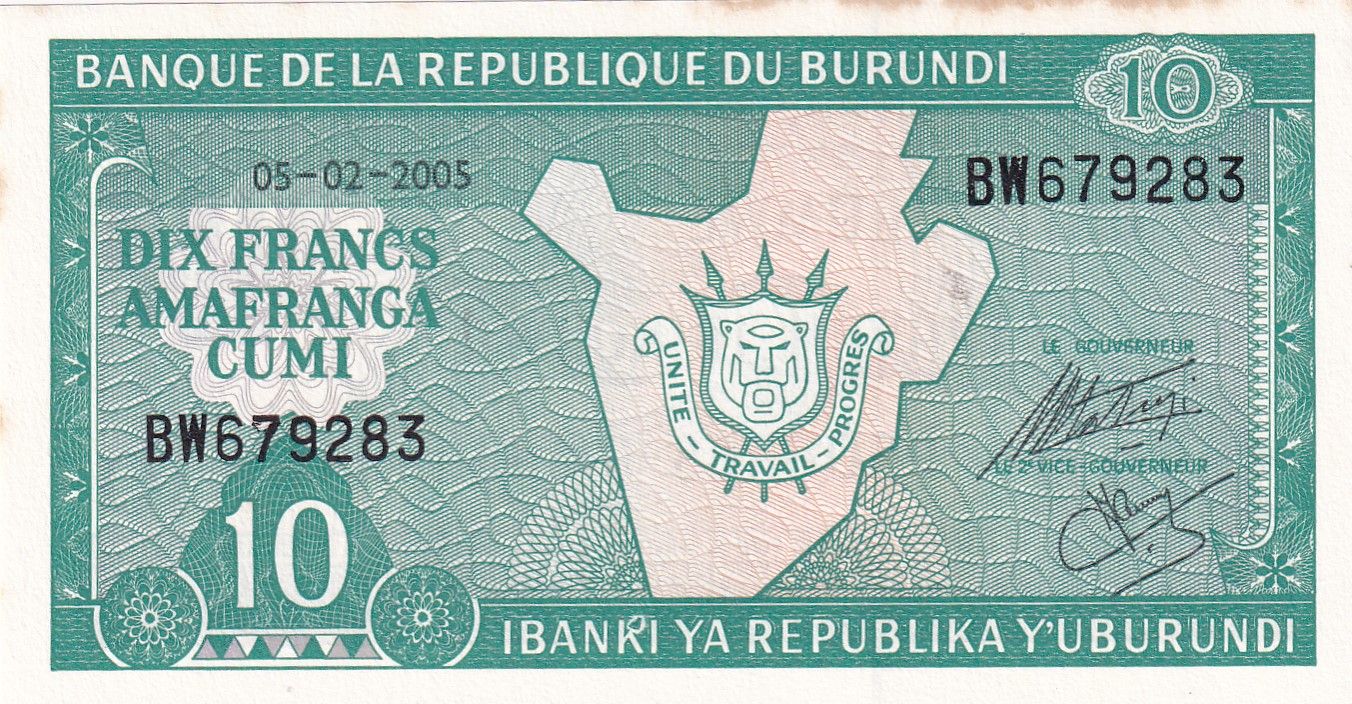 imagen-13-25912.jpg CRBX1308 BILLETE BURUNDI 10 FRANCOS 2005 SIN CIRCULAR - Imagen 1