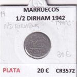 CR3572 MONEDA MARRUECOS 1/2 DIRHAM 1942 PLATA