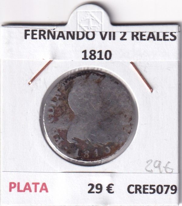 imagen-13-26043.jpg CRE5079 MONEDA ESPAÑA FERNANDO VII 2 REALES 1810 PLATA - Imagen 1