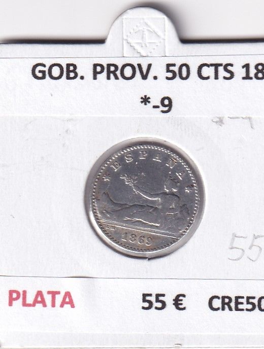 imagen-13-26048.jpg CRE5084 MONEDA ESPAÑA GOBIERNO PROVISIONAL 50 CTS 1869 *-9 PLATA - Imagen 1