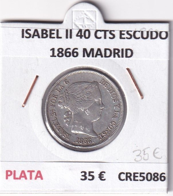 imagen-13-26050.jpg CRE5086 MONEDA ESPAÑA ISABEL II 40 CTS DE ESCUDO 1866 MADRID PLATA - Imagen 1