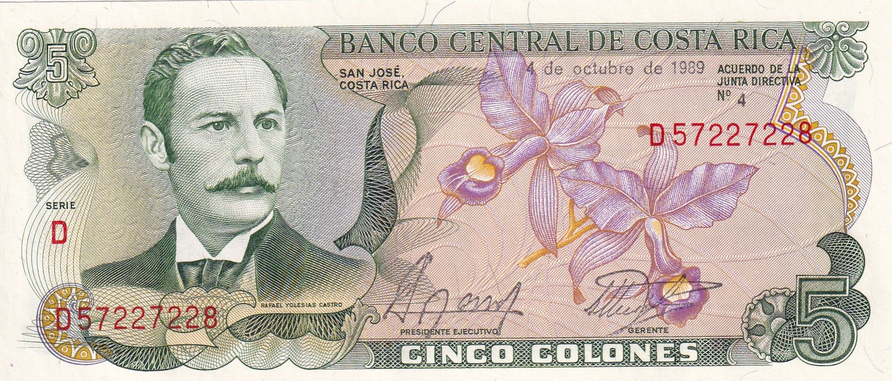 imagen-13-26083.jpg CRBX1331 BILLETE COSTA RICA 5 COLORES 1989 SIN CIRCULAR - Imagen 1