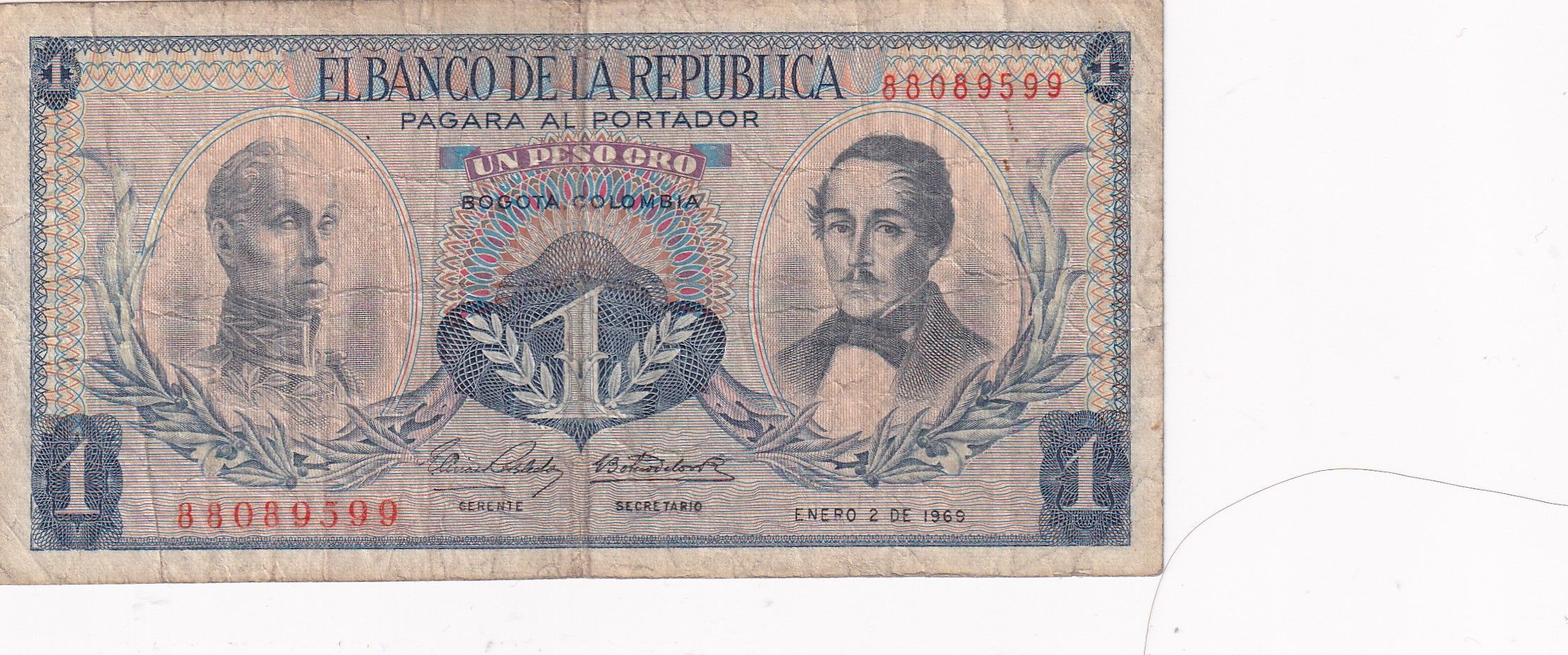 imagen-13-26100.jpg CRBX1348 BILLETE COLOMBIA 1 PESO 1960 USADO - Imagen 1